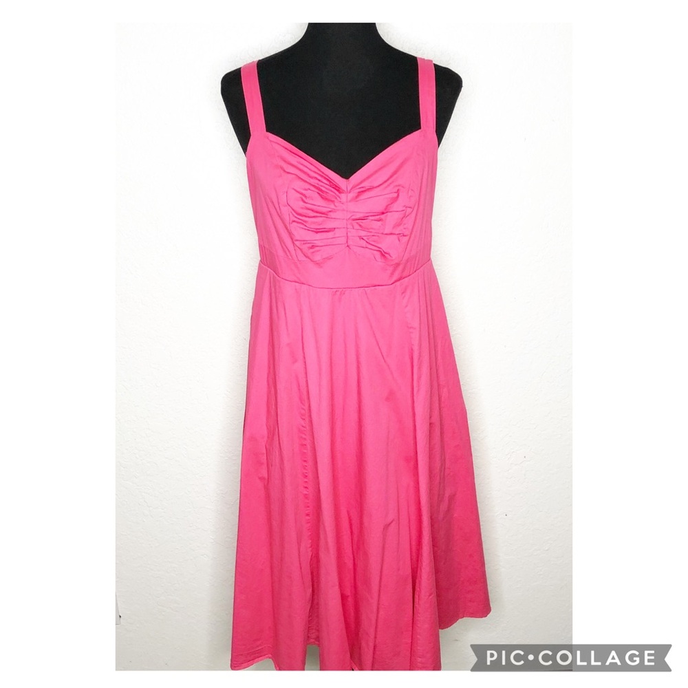 Torrid bright pink sweetheart gathered front midi sundress size 00 Medium/Large